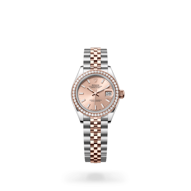 Rolex Lady-Datejust Oyster, 28 mm, Oystersteel çelik, Everose altın ve pırlanta M279381RBR-0023
