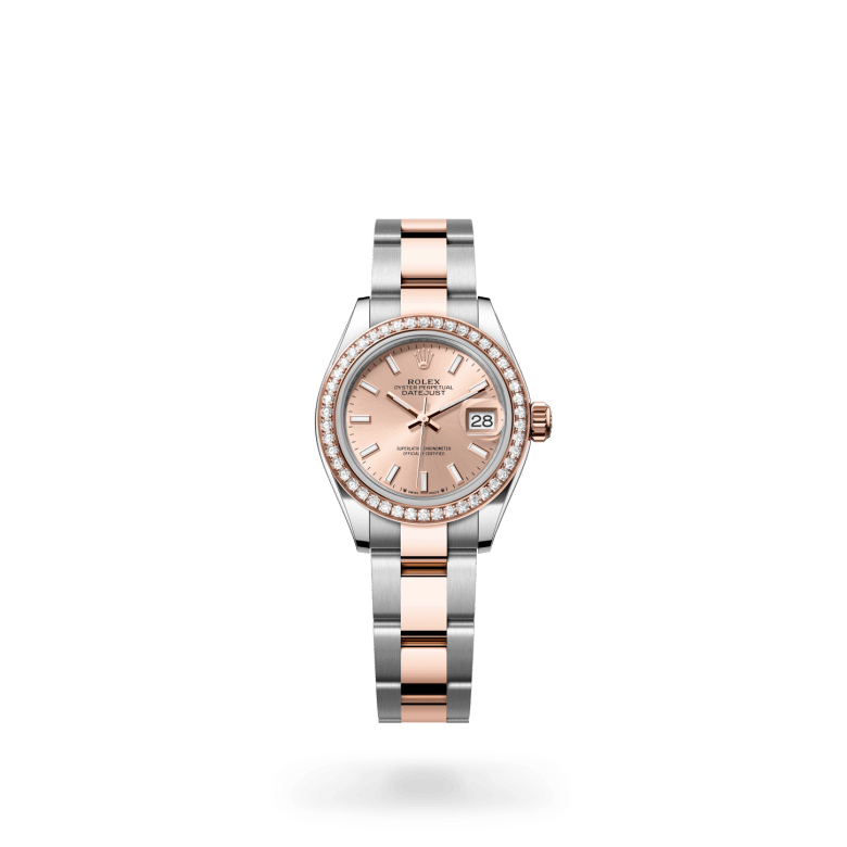Rolex Lady-Datejust Oyster, 28 mm, Oystersteel çelik, Everose altın ve pırlanta M279381RBR-0024