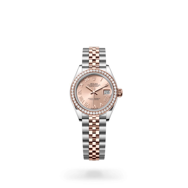 Rolex Lady-Datejust Oyster, 28 mm, Oystersteel çelik, Everose altın ve pırlanta M279381RBR-0025