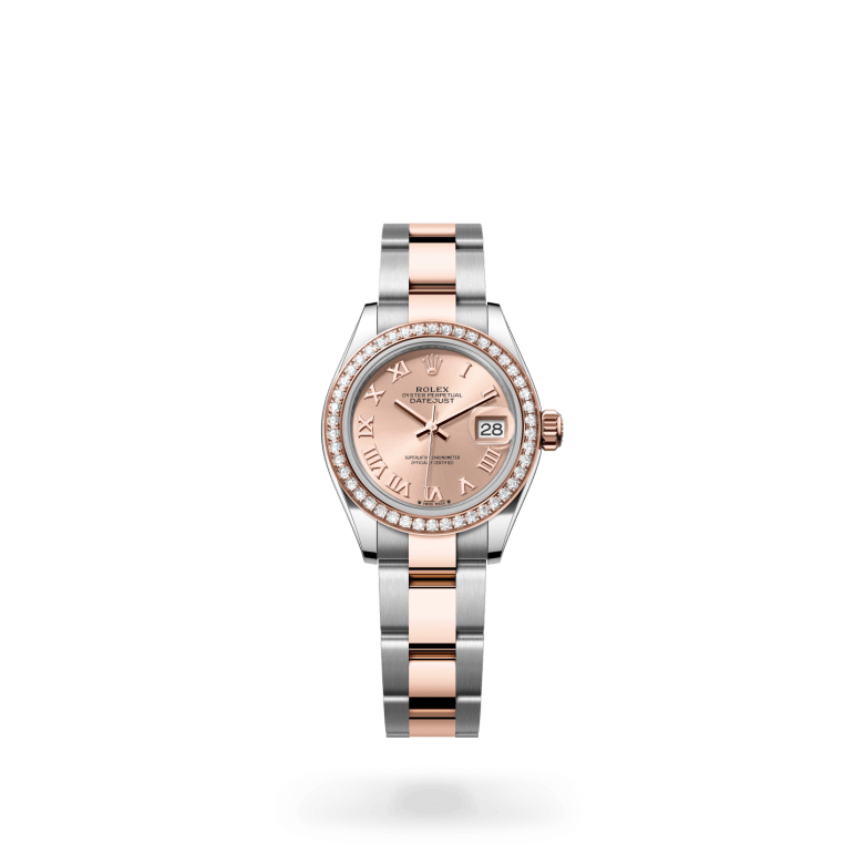 Rolex Lady-Datejust Oyster, 28 mm, Oystersteel çelik, Everose altın ve pırlanta M279381RBR-0026