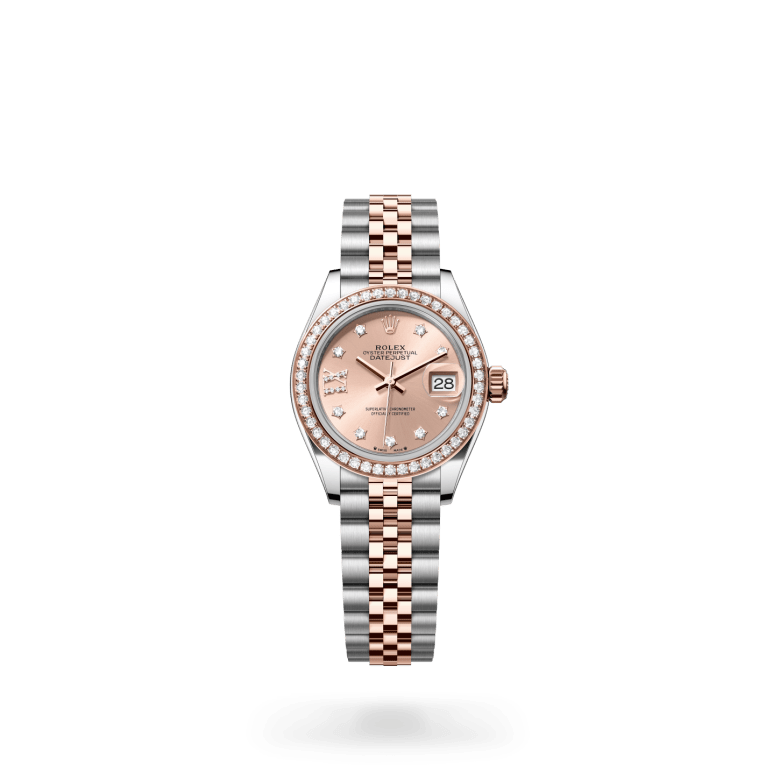Rolex Lady-Datejust Oyster, 28 mm, Oystersteel çelik, Everose altın ve pırlanta M279381RBR-0027