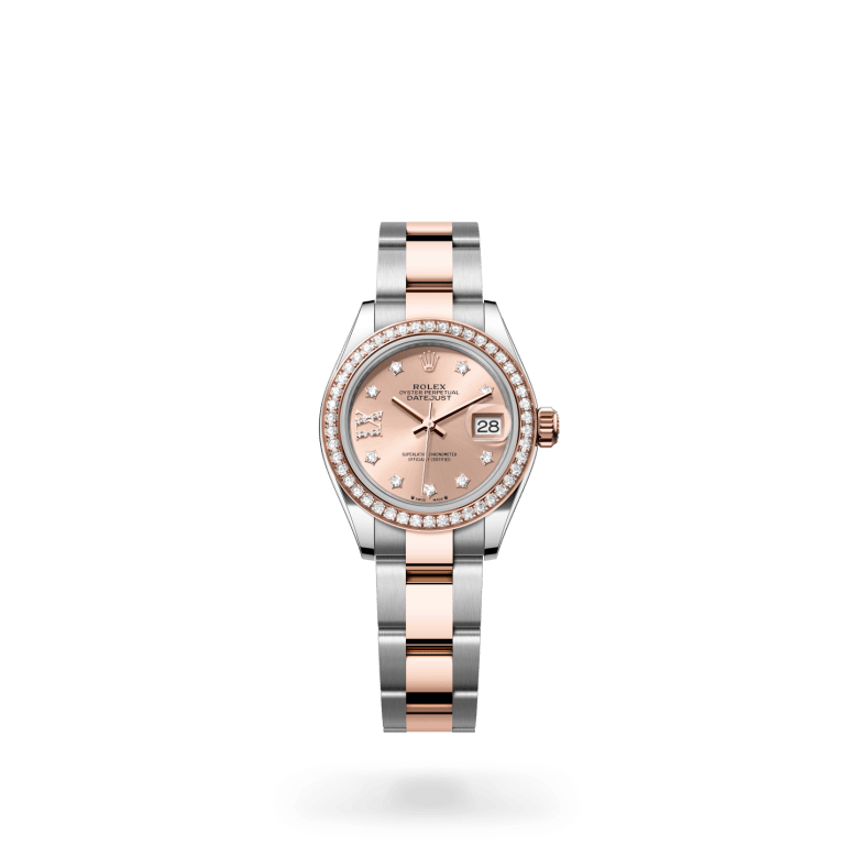 Rolex Lady-Datejust Oyster, 28 mm, Oystersteel çelik, Everose altın ve pırlanta M279381RBR-0028