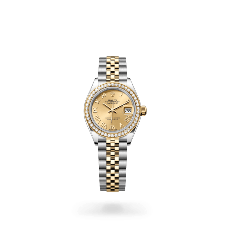 Rolex Lady-Datejust Oyster, 28 mm, Oystersteel çelik, sarı altın ve pırlanta M279383RBR-0009