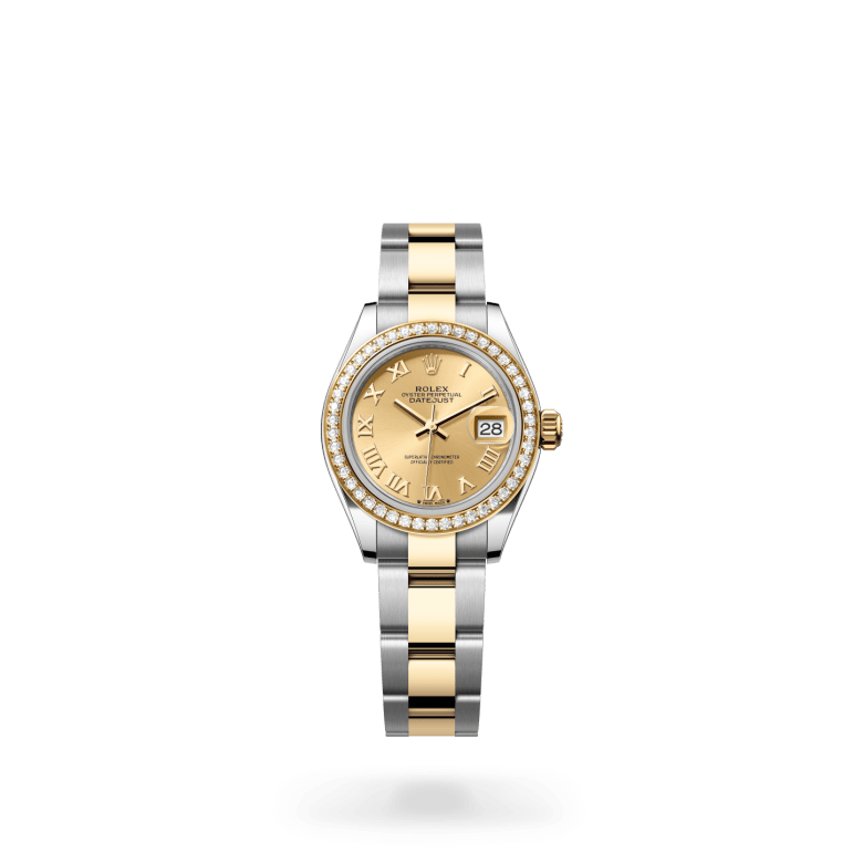 Rolex Lady-Datejust Oyster, 28 mm, Oystersteel çelik, sarı altın ve pırlanta M279383RBR-0010