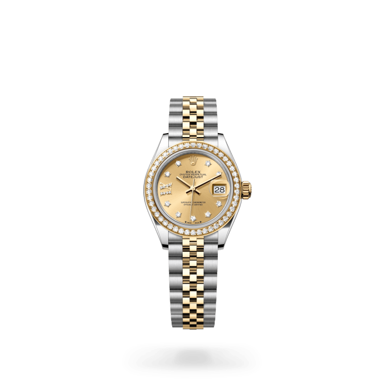 Rolex Lady-Datejust Oyster, 28 mm, Oystersteel çelik, sarı altın ve pırlanta M279383RBR-0021