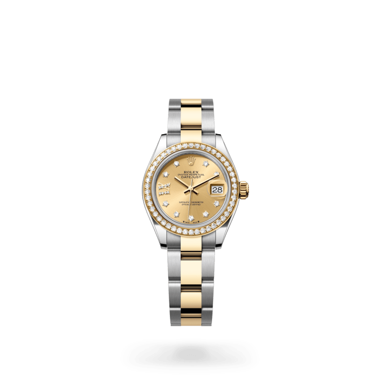 Rolex Lady-Datejust Oyster, 28 mm, Oystersteel çelik, sarı altın ve pırlanta M279383RBR-0022