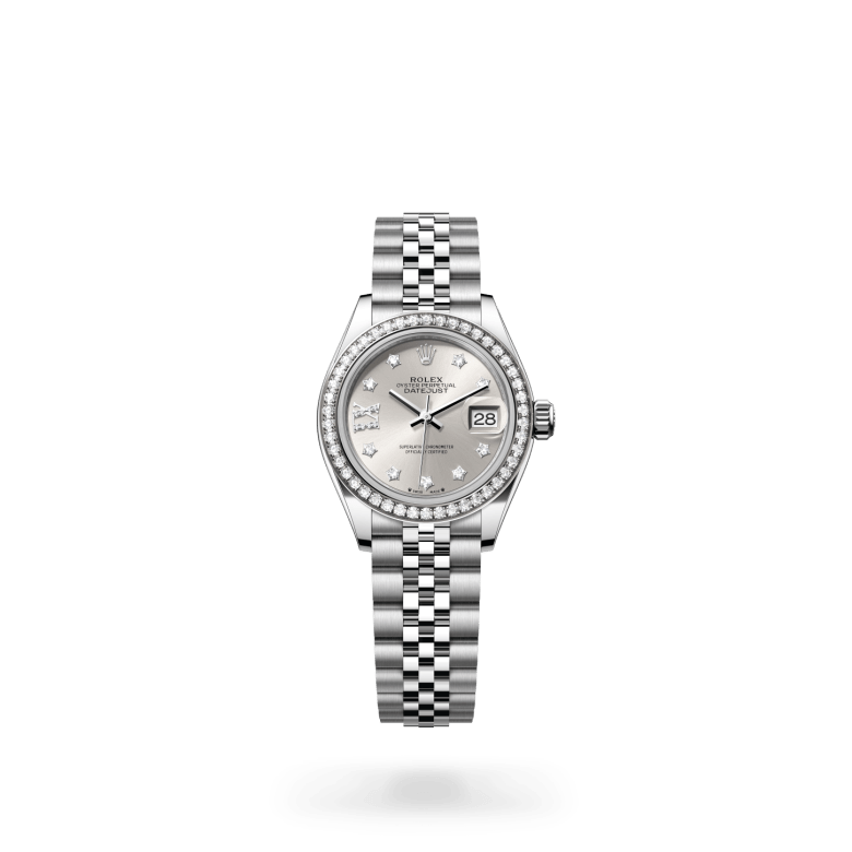 Rolex Lady-Datejust Oyster, 28 mm, Oystersteel çelik, beyaz altın ve pırlanta M279384RBR-0021