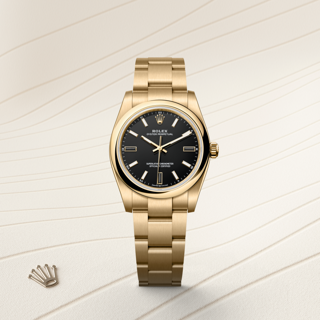 Rolex Oyster Perpetual 34 Oyster, 34 mm, sarı altın M124208-0001