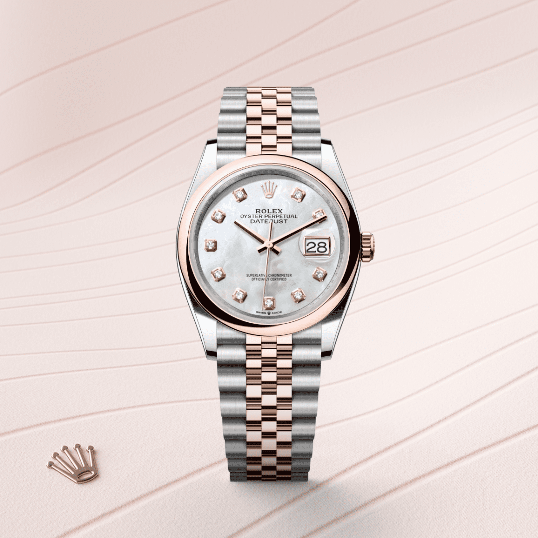 Rolex Datejust 36 Oyster, 36 mm, Oystersteel çelik ve Everose altın M126201-0021