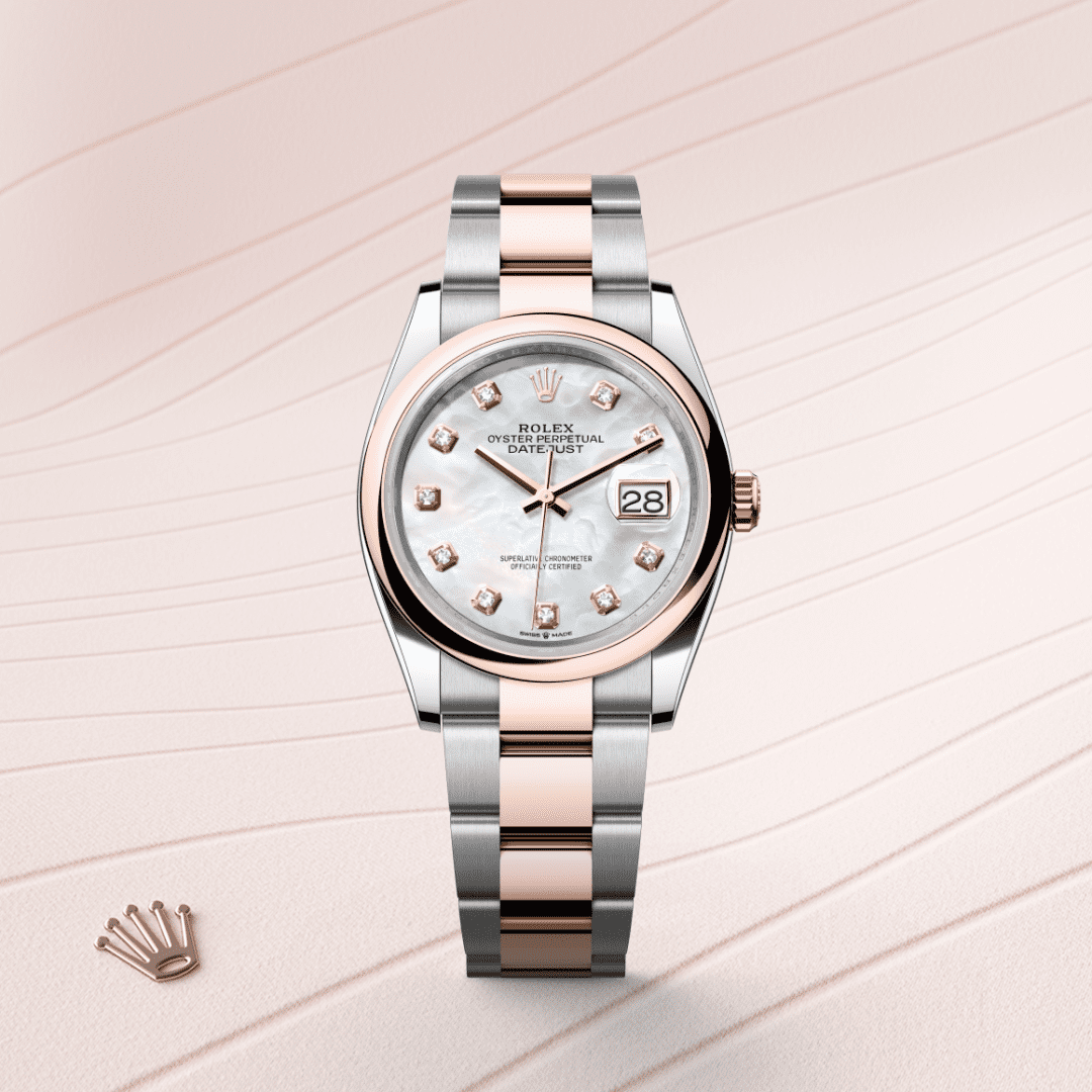 Rolex Datejust 36 Oyster, 36 mm, Oystersteel çelik ve Everose altın M126201-0022