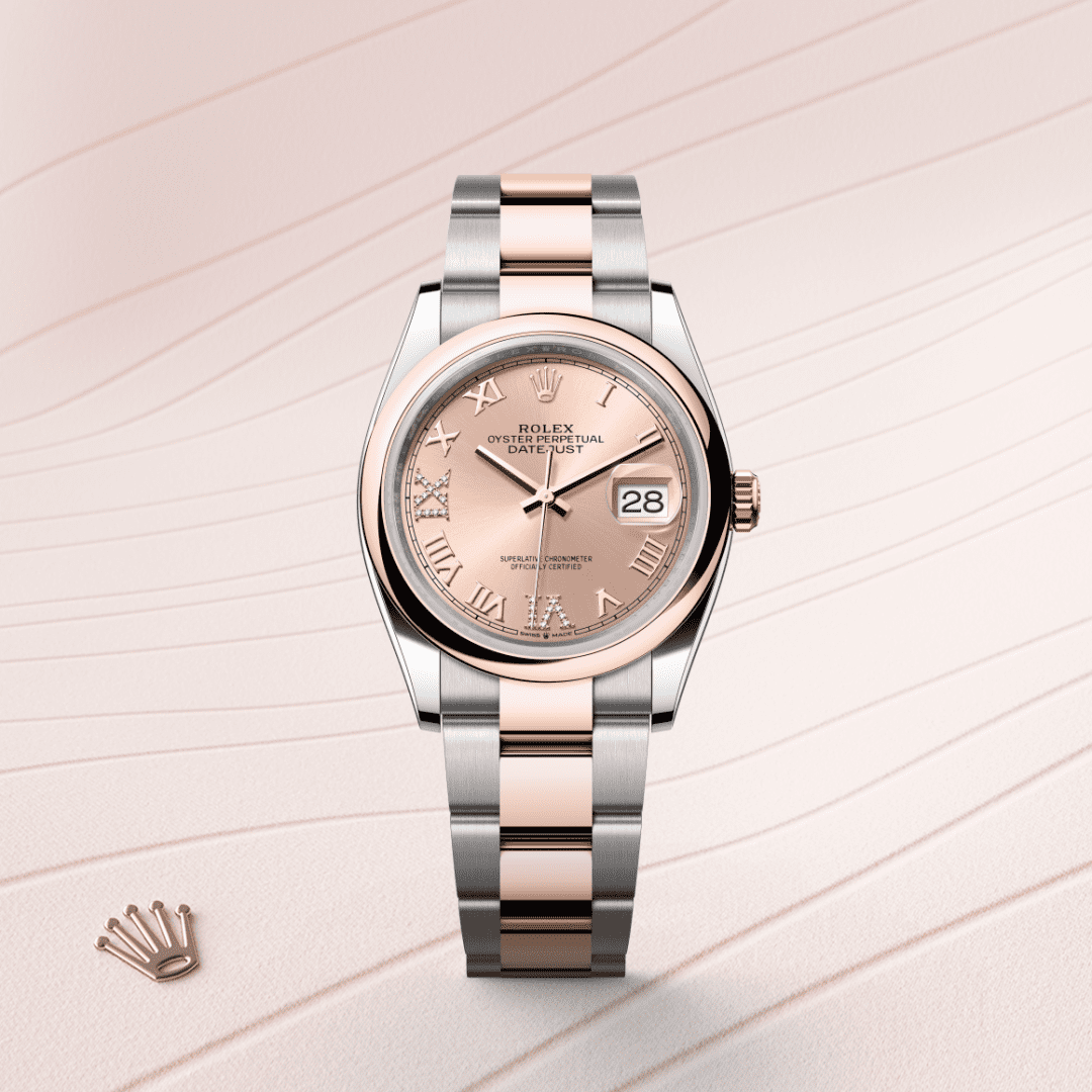Rolex Datejust 36 Oyster, 36 mm, Oystersteel çelik ve Everose altın M126201-0028