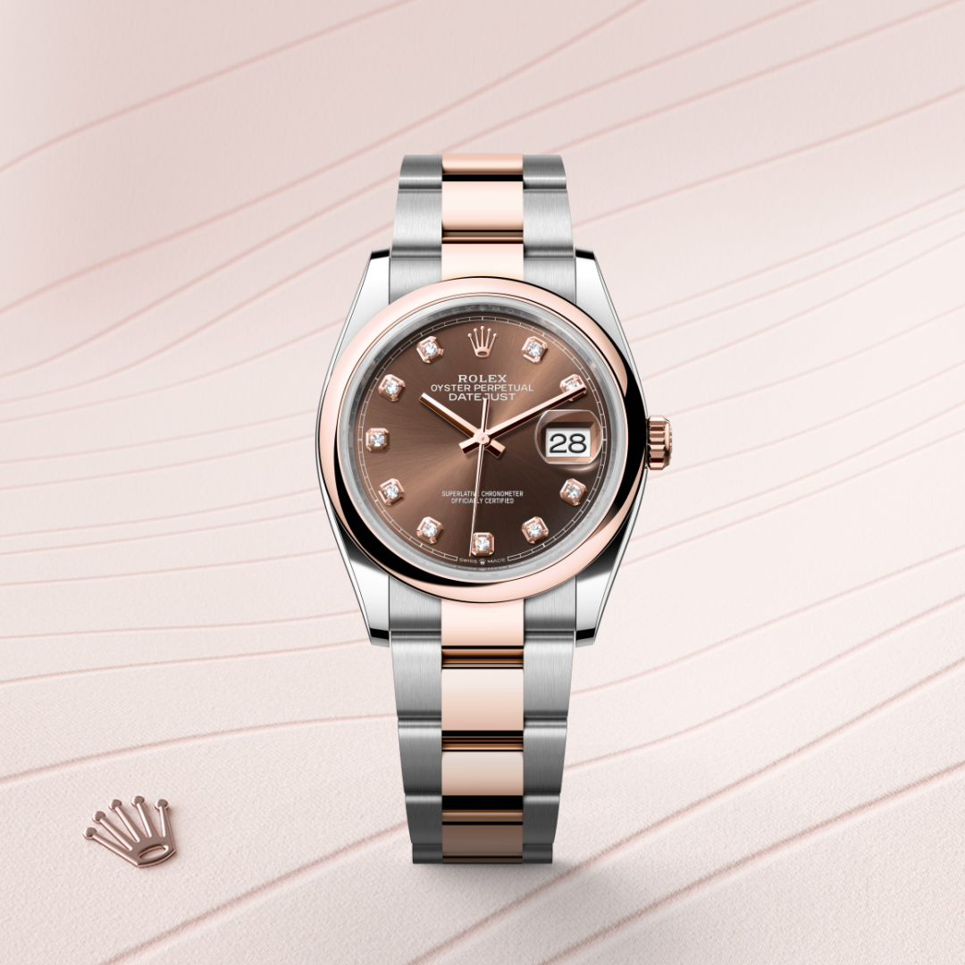 Rolex Datejust 36 Oyster, 36 mm, Oystersteel çelik ve Everose altın M126201-0054