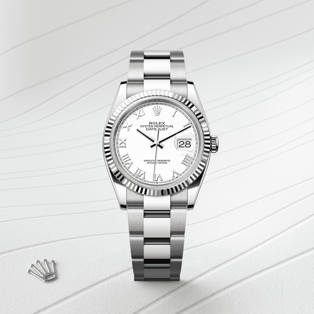 Rolex Datejust 36 Oyster, 36 mm, Oystersteel çelik ve beyaz altın M126234-0026