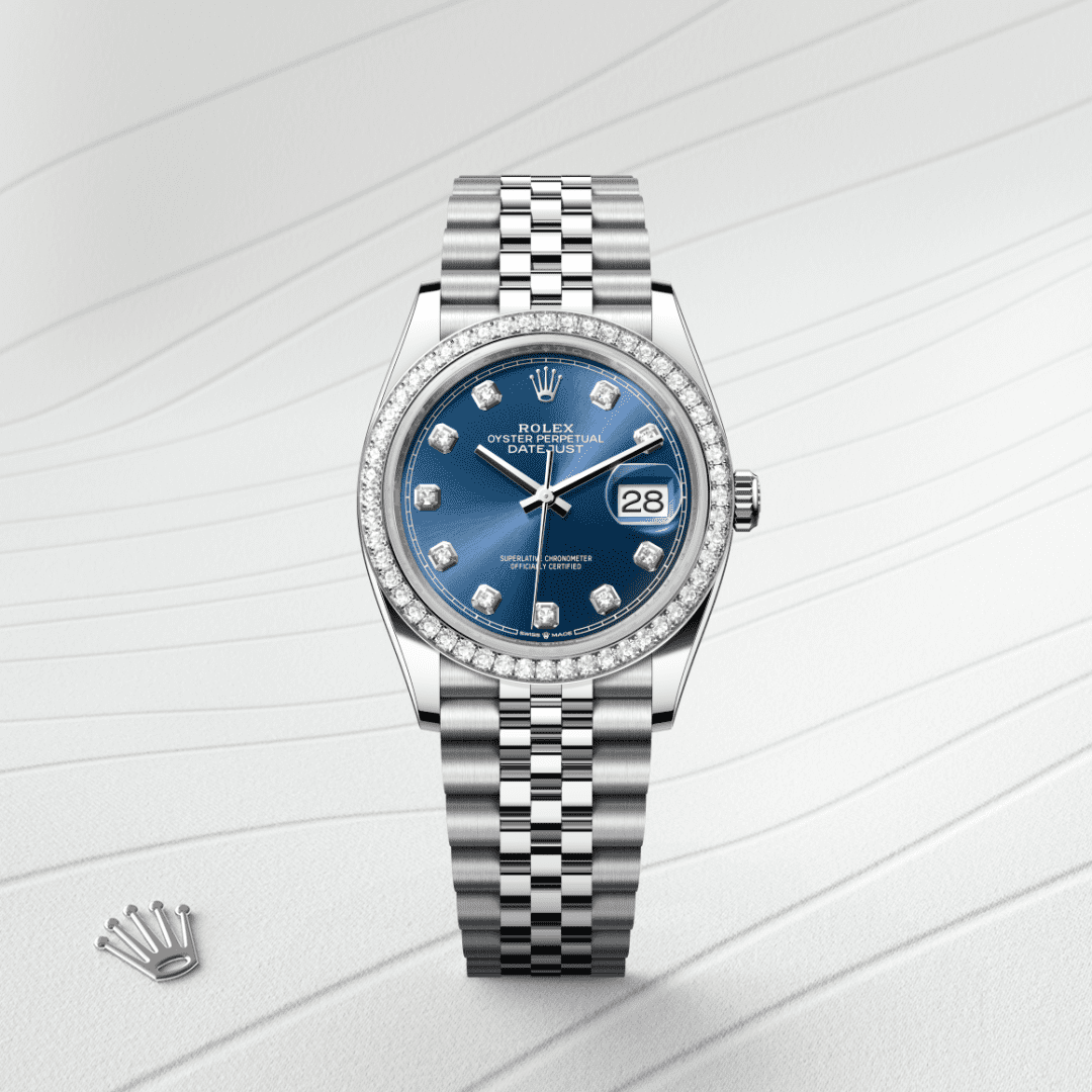 Rolex Datejust 36 Oyster, 36 mm, Oystersteel çelik, beyaz altın ve pırlanta M126284RBR-0029