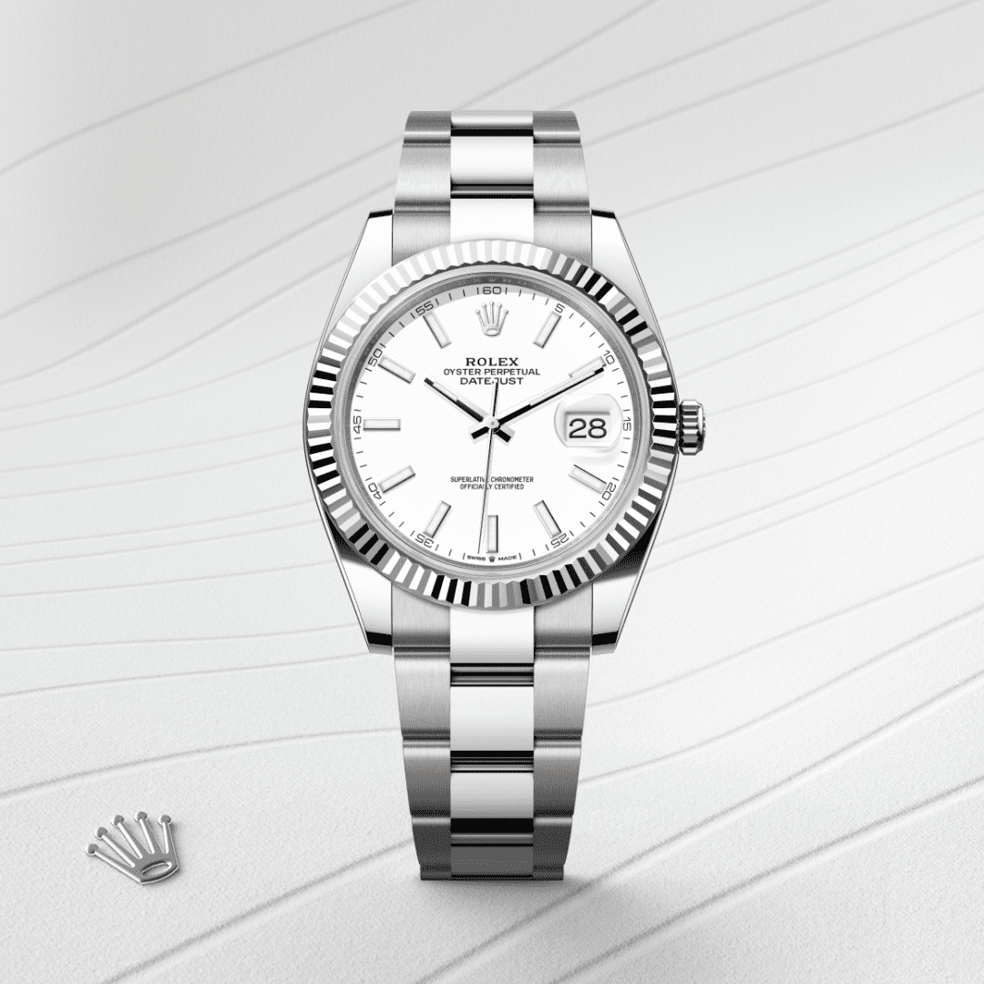 Rolex Datejust 41 Oyster, 41 mm, Oystersteel çelik ve beyaz altın M126334-0009