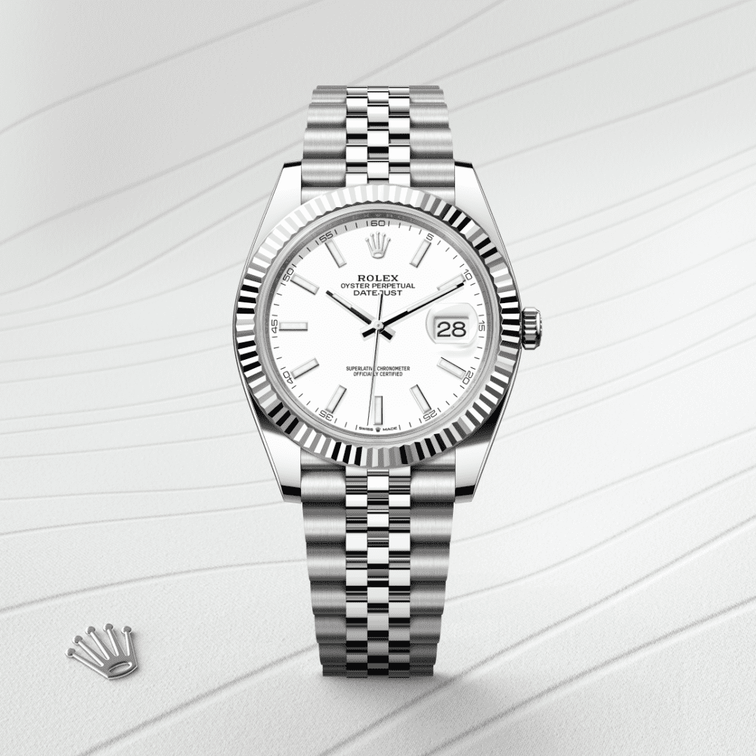 Rolex Datejust 41 Oyster, 41 mm, Oystersteel çelik ve beyaz altın M126334-0010