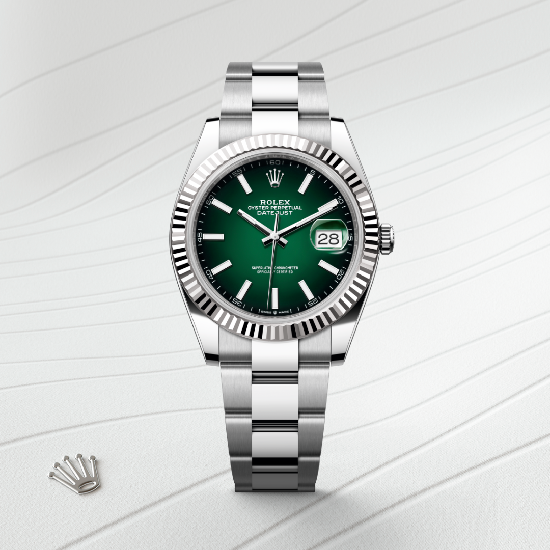 Rolex Datejust 41 Oyster, 41 mm, Oystersteel çelik ve beyaz altın M126334-0033