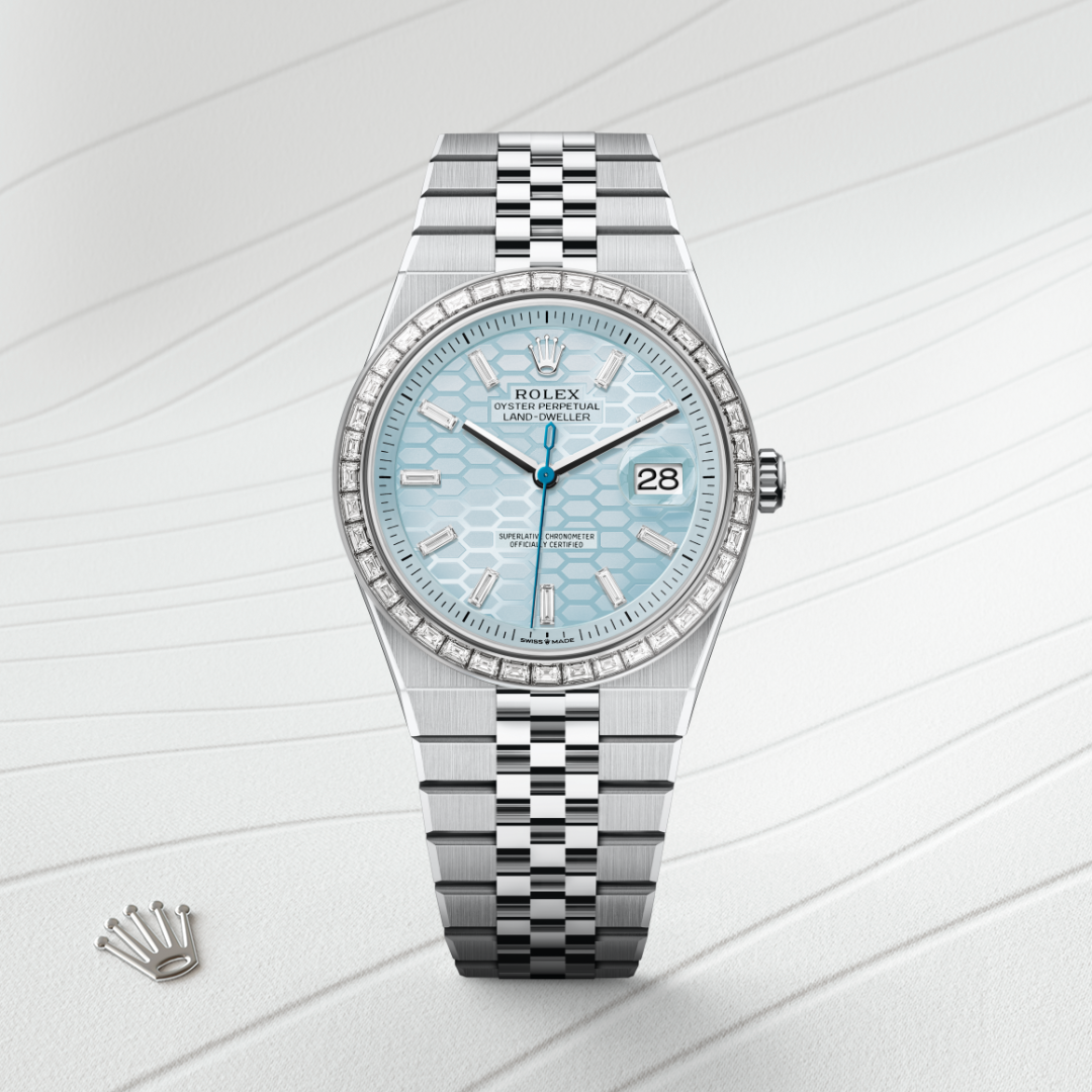 Rolex Land-Dweller 40 Oyster, 40 mm, platin ve pırlanta M127386TBR-0001