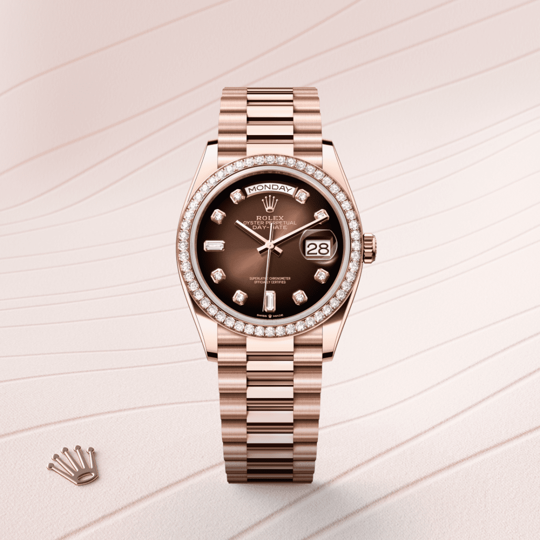 Rolex Day-Date 36 Oyster, 36 mm, Everose altın ve pırlanta M128345RBR-0040
