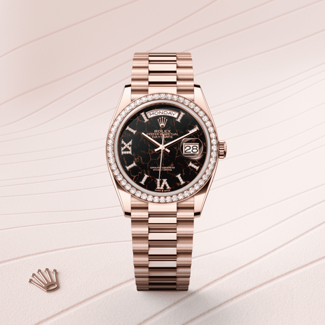 Rolex Day-Date 36 Oyster, 36 mm, Everose altın ve pırlanta M128345RBR-0044