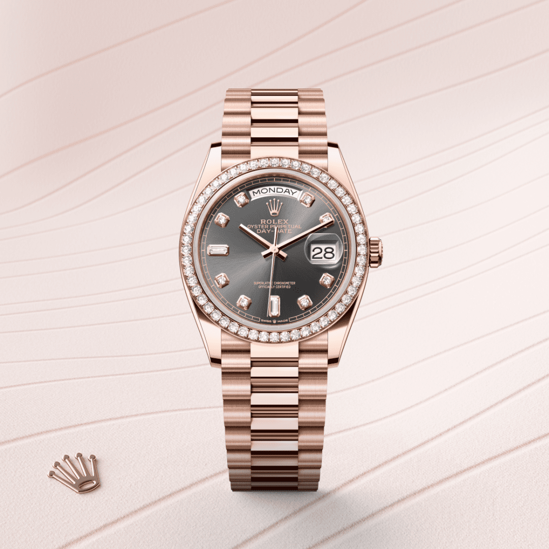 Rolex Day-Date 36 Oyster, 36 mm, Everose altın ve pırlanta M128345RBR-0052