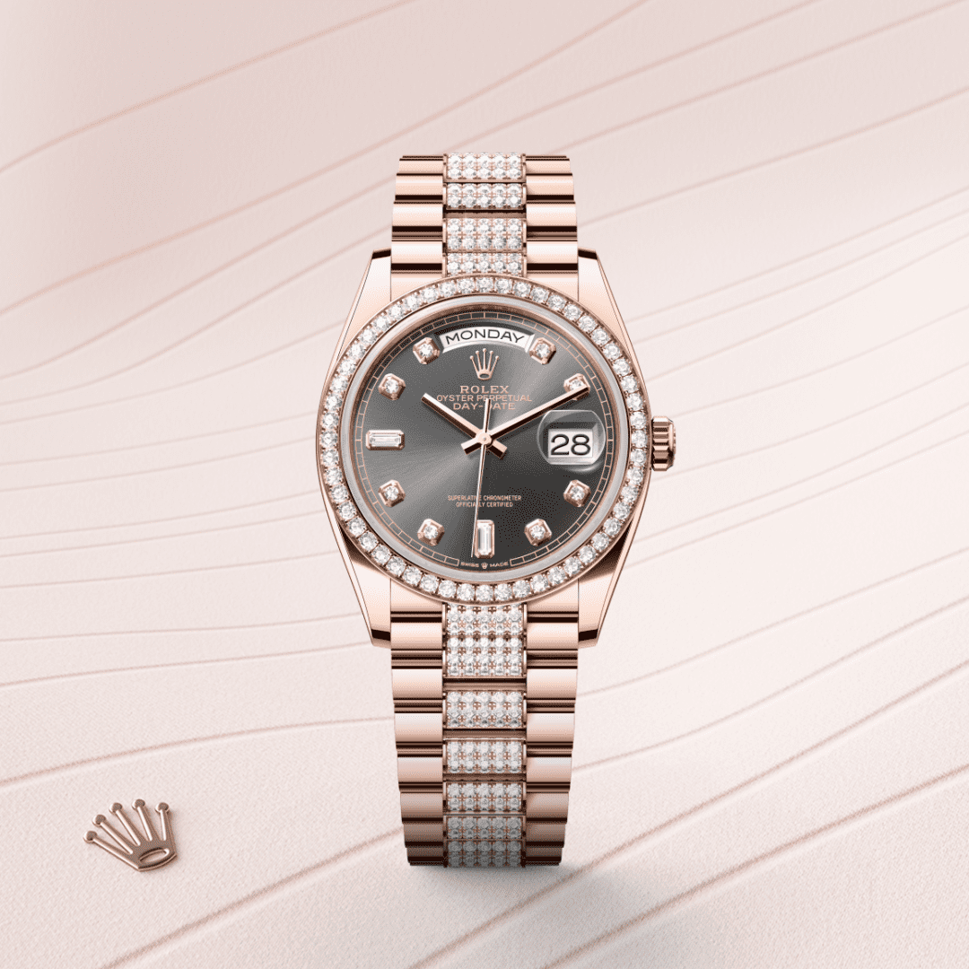 Rolex Day-Date 36 Oyster, 36 mm, Everose altın ve pırlanta M128345RBR-0053