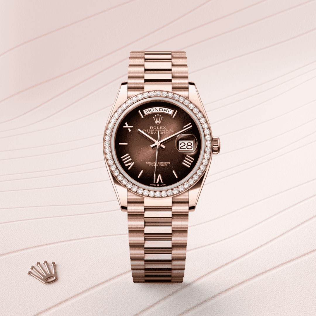Rolex Day-Date 36 Oyster, 36 mm, Everose altın ve pırlanta M128345RBR-0075