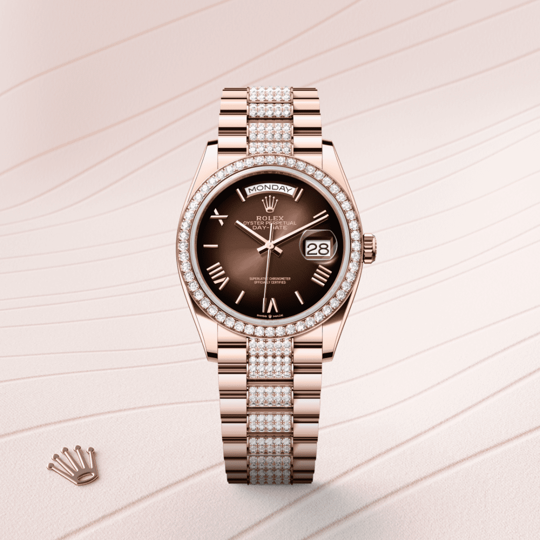 Rolex Day-Date 36 Oyster, 36 mm, Everose altın ve pırlanta M128345RBR-0076