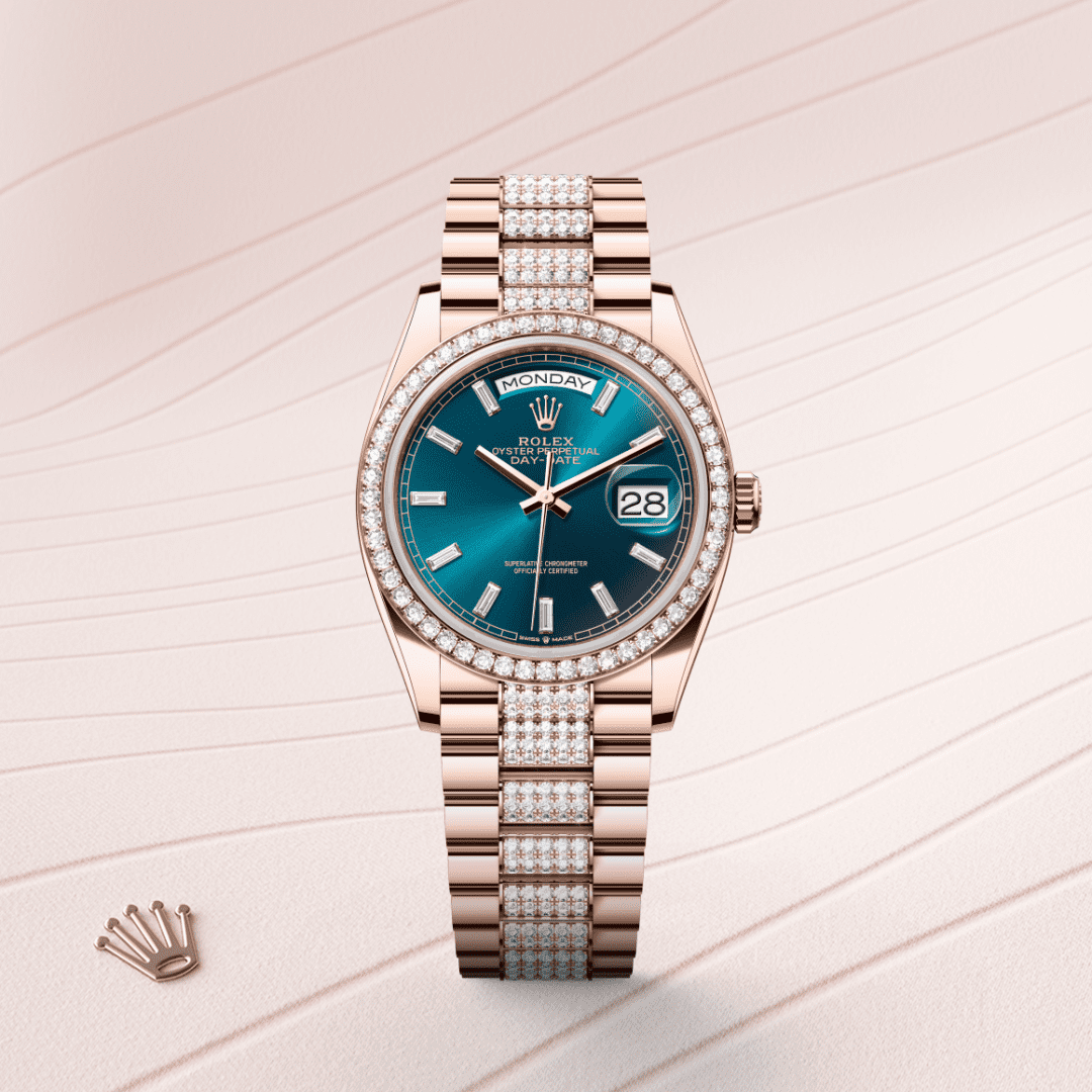 Rolex Day-Date 36 Oyster, 36 mm, Everose altın ve pırlanta M128345RBR-0084