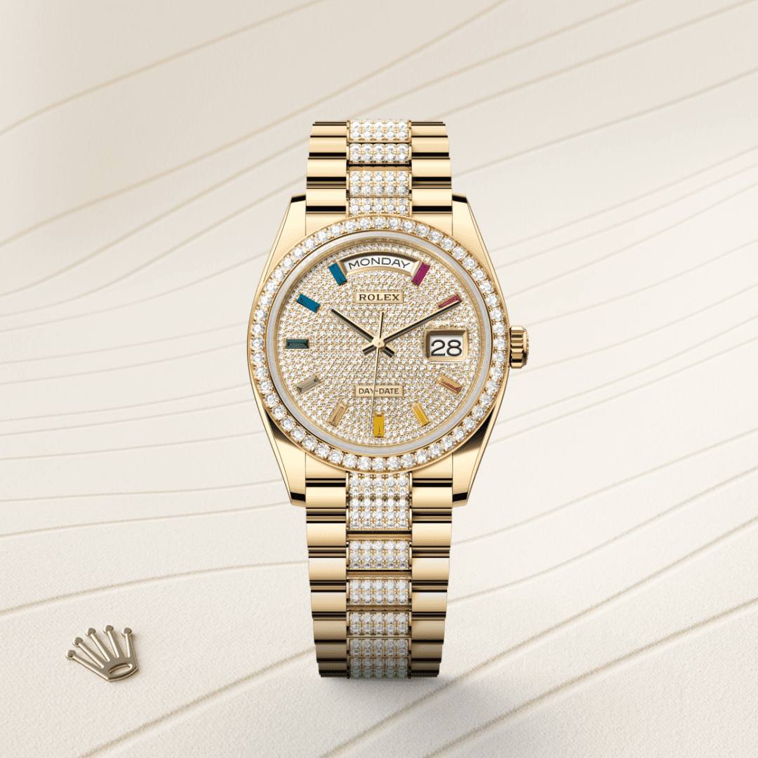 Rolex Day-Date 36 Oyster, 36 mm, sarı altın ve pırlanta M128348RBR-0031