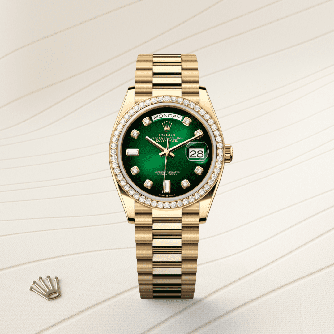 Rolex Day-Date 36 Oyster, 36 mm, sarı altın ve pırlanta M128348RBR-0035