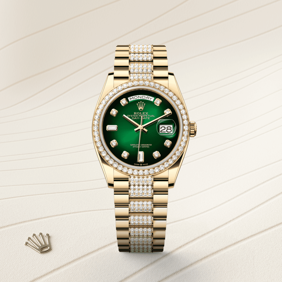 Rolex Day-Date 36 Oyster, 36 mm, sarı altın ve pırlanta M128348RBR-0036