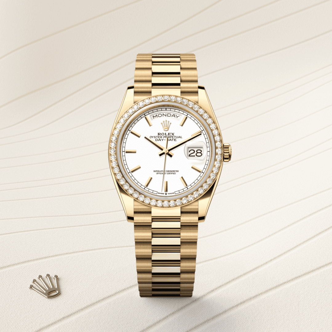 Rolex Day-Date 36 Oyster, 36 mm, sarı altın ve pırlanta M128348RBR-0047