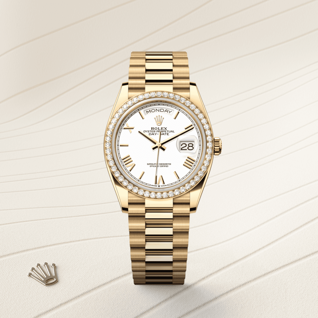 Rolex Day-Date 36 Oyster, 36 mm, sarı altın ve pırlanta M128348RBR-0064