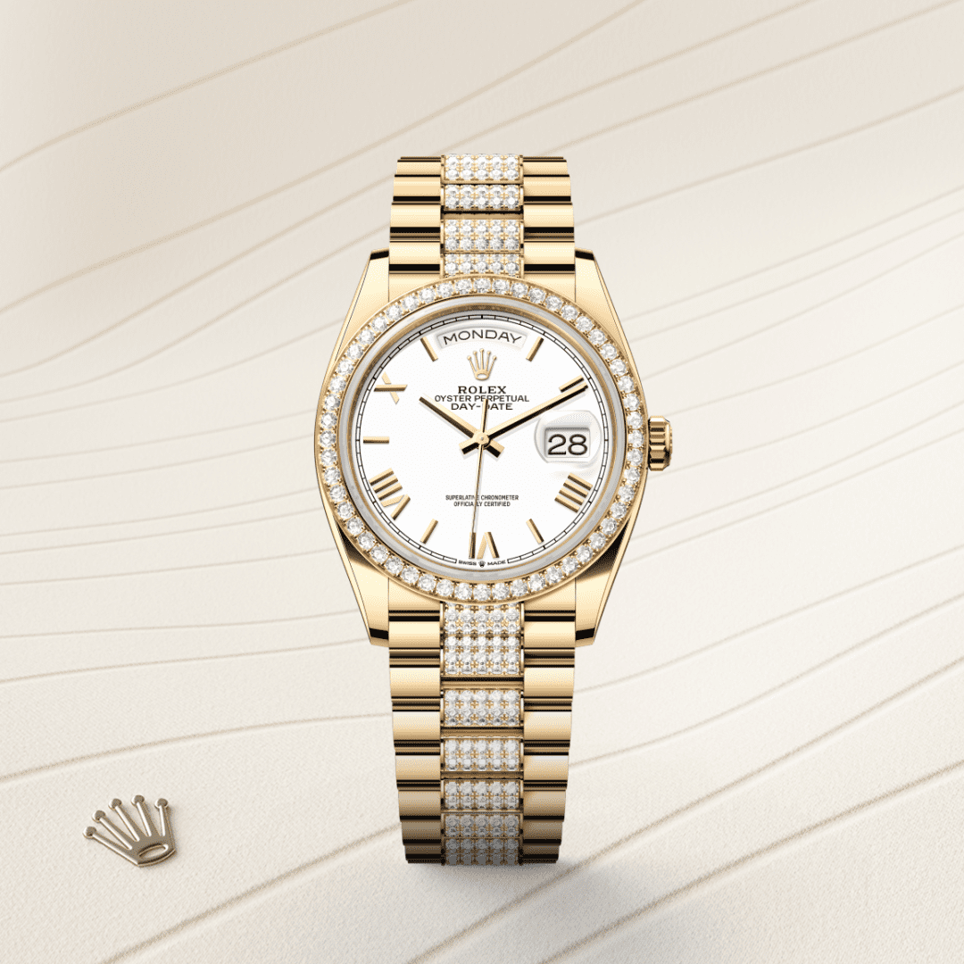 Rolex Day-Date 36 Oyster, 36 mm, sarı altın ve pırlanta M128348RBR-0065