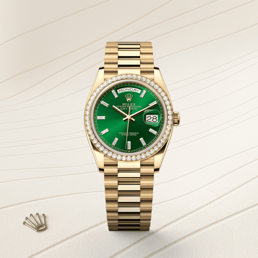 Rolex Day-Date 36 Oyster, 36 mm, sarı altın ve pırlanta M128348RBR-0078