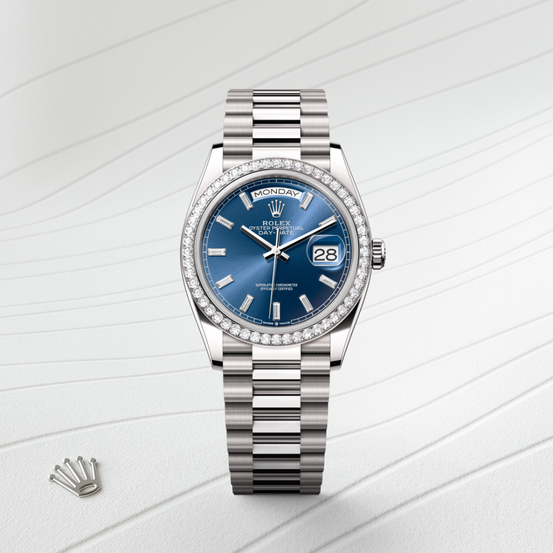 Rolex Day-Date 36 Oyster, 36 mm, beyaz altın ve pırlanta M128349RBR-0087