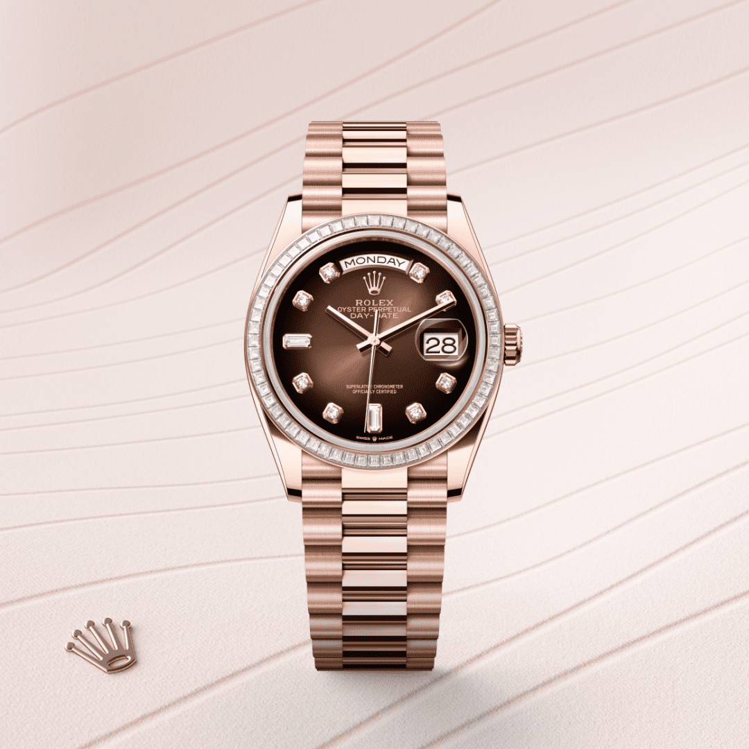 Rolex Day-Date 36 Oyster, 36 mm, Everose altın ve pırlanta M128395TBR-0004
