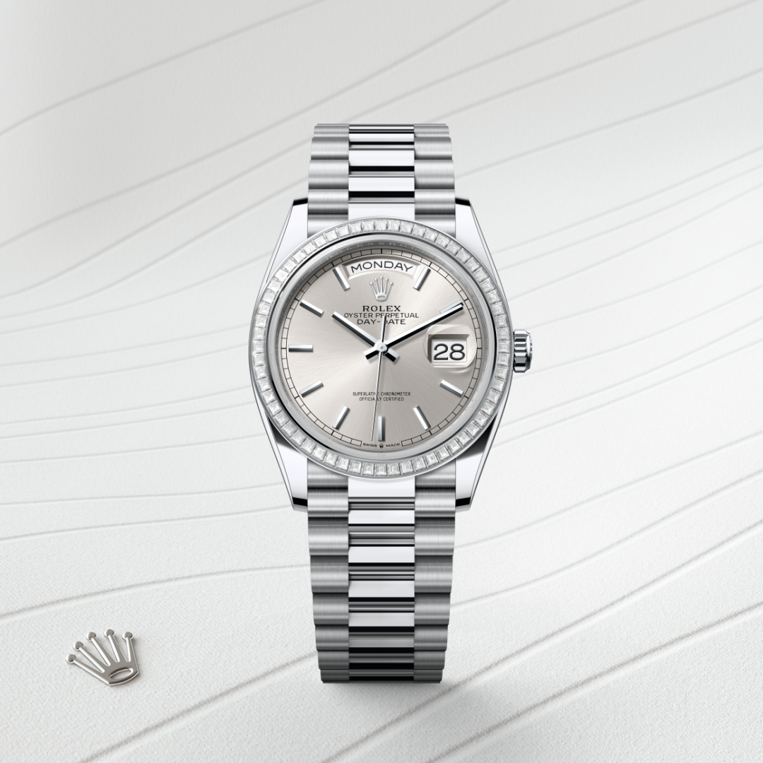 Rolex Day-Date 36 Oyster, 36 mm, platin ve pırlanta M128396TBR-0004