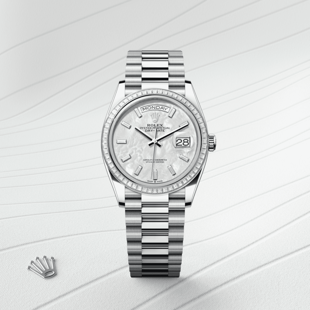 Rolex Day-Date 36 Oyster, 36 mm, platin ve pırlanta M128396TBR-0022