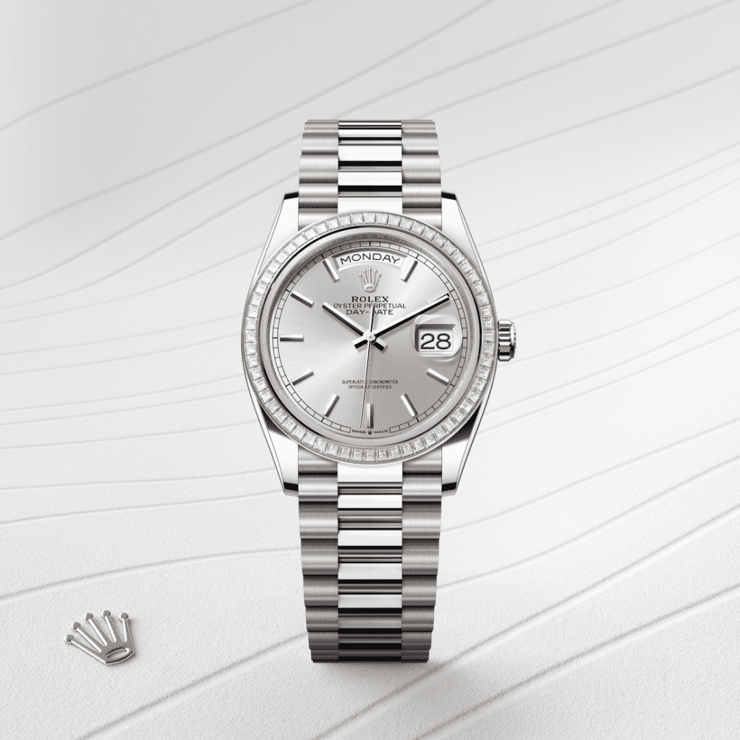 Rolex Day-Date 36 Oyster, 36 mm, beyaz altın ve pırlanta M128399TBR-0001