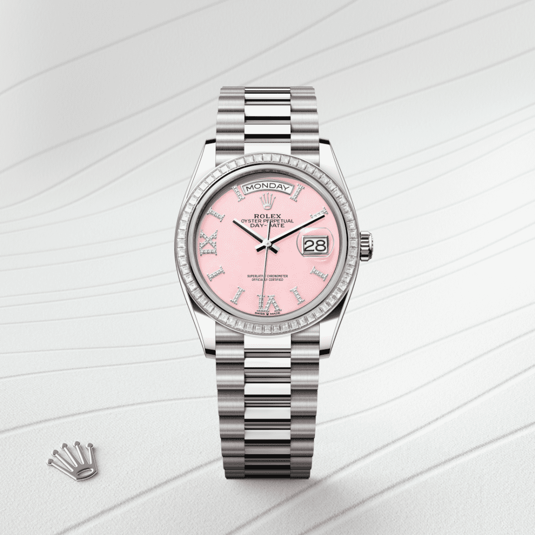 Rolex Day-Date 36 Oyster, 36 mm, beyaz altın ve pırlanta M128399TBR-0009