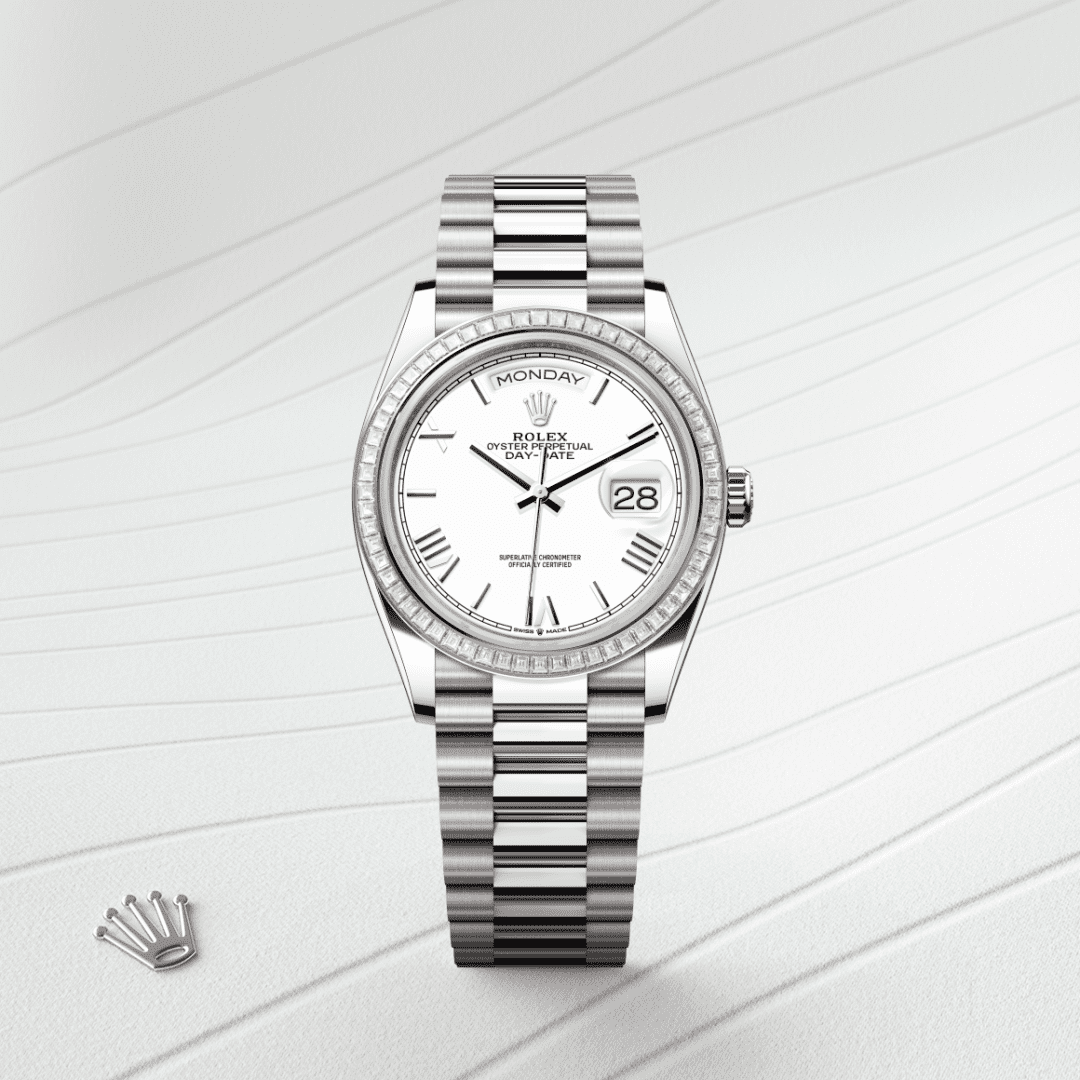 Rolex Day-Date 36 Oyster, 36 mm, beyaz altın ve pırlanta M128399TBR-0019