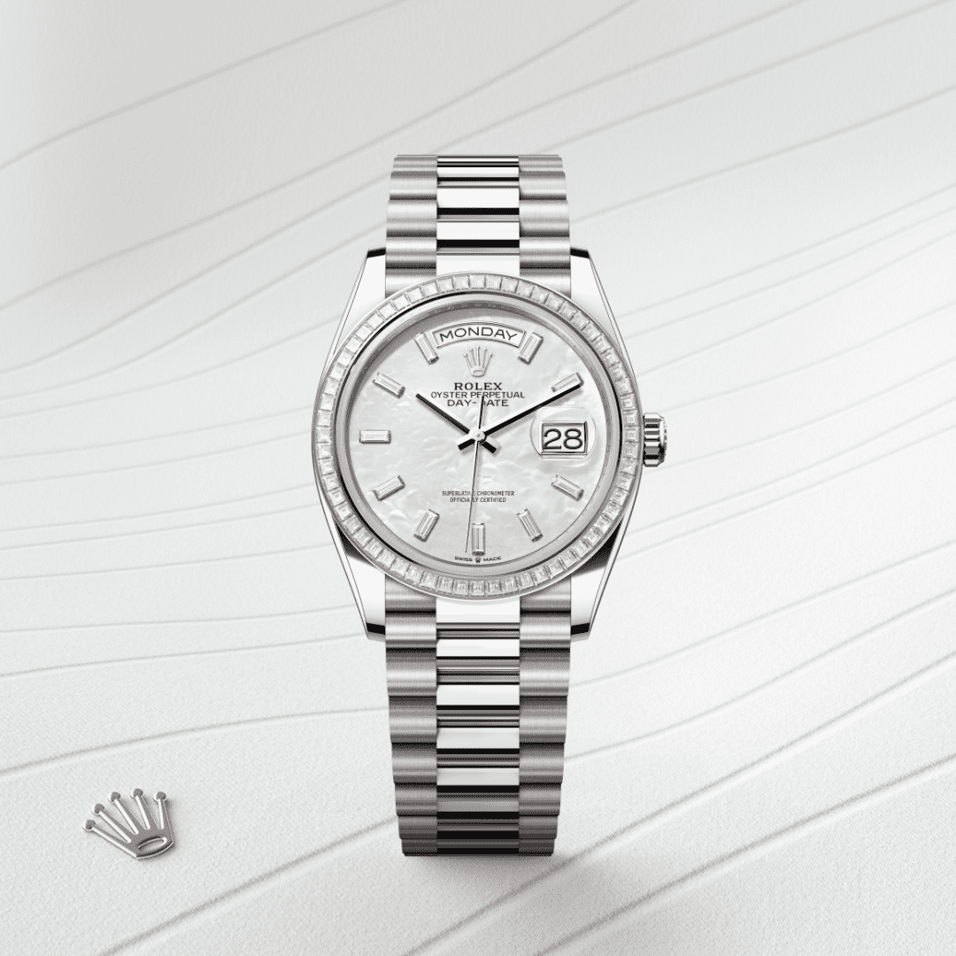 Rolex Day-Date 36 Oyster, 36 mm, beyaz altın ve pırlanta M128399TBR-0023