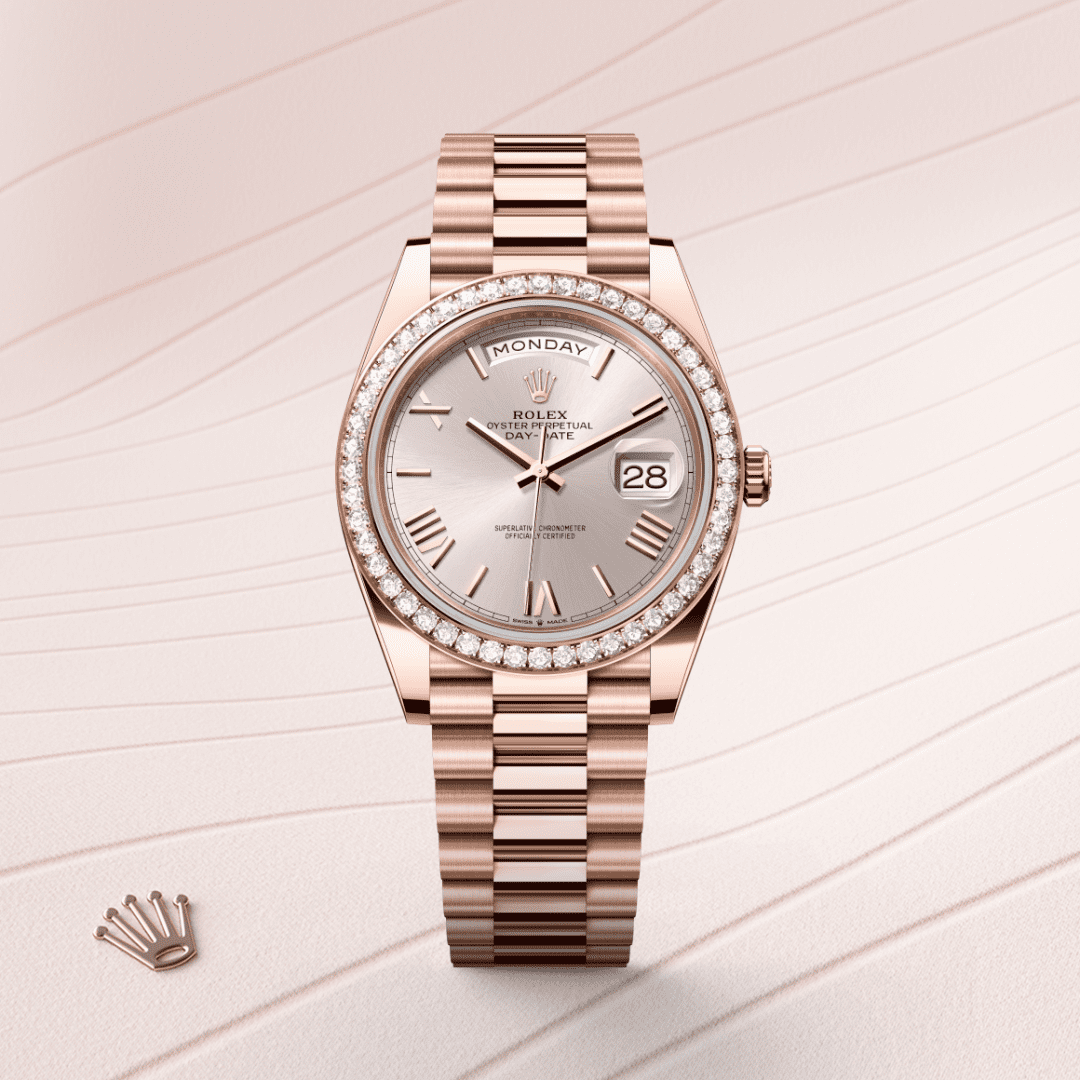 Rolex Day-Date 40 Oyster, 40 mm, Everose altın ve pırlanta M228345RBR-0008