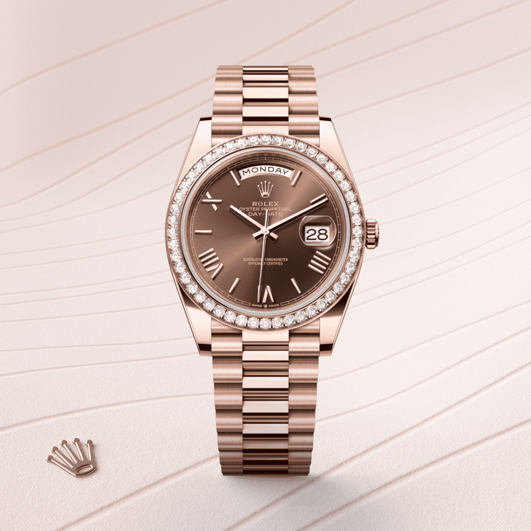 Rolex Day-Date 40 Oyster, 40 mm, Everose altın ve pırlanta M228345RBR-0009