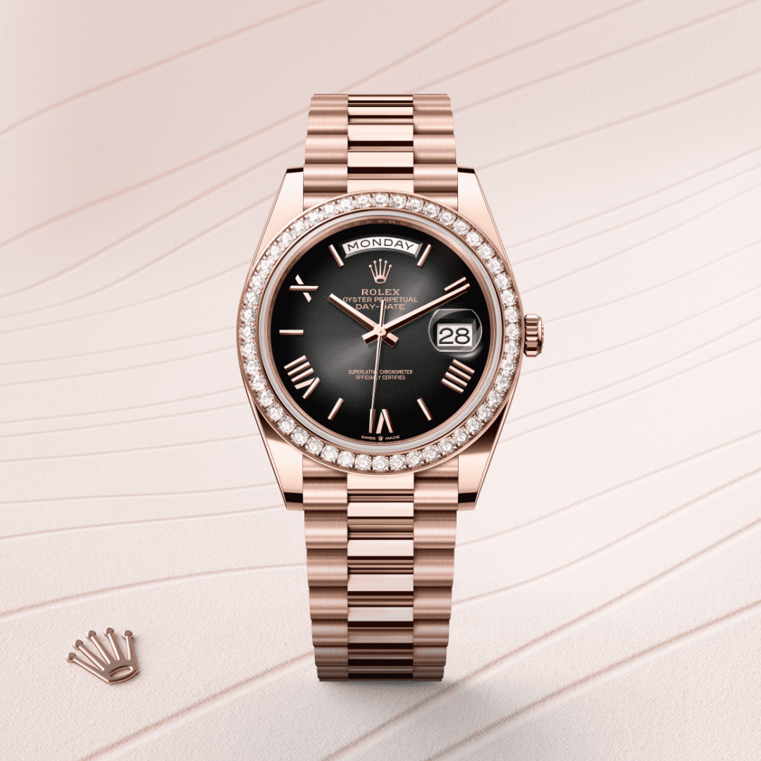 Rolex Day-Date 40 Oyster, 40 mm, Everose altın ve pırlanta M228345RBR-0025
