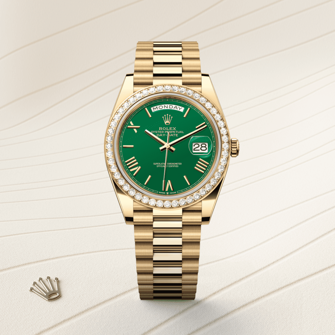 Rolex Day-Date 40 Oyster, 40 mm, sarı altın ve pırlanta M228348RBR-0040