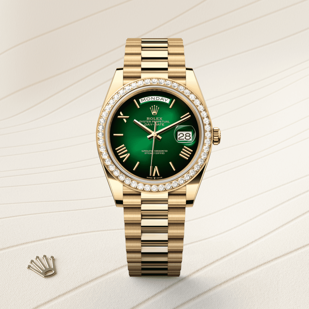 Rolex Day-Date 40 Oyster, 40 mm, sarı altın ve pırlanta M228348RBR-0045