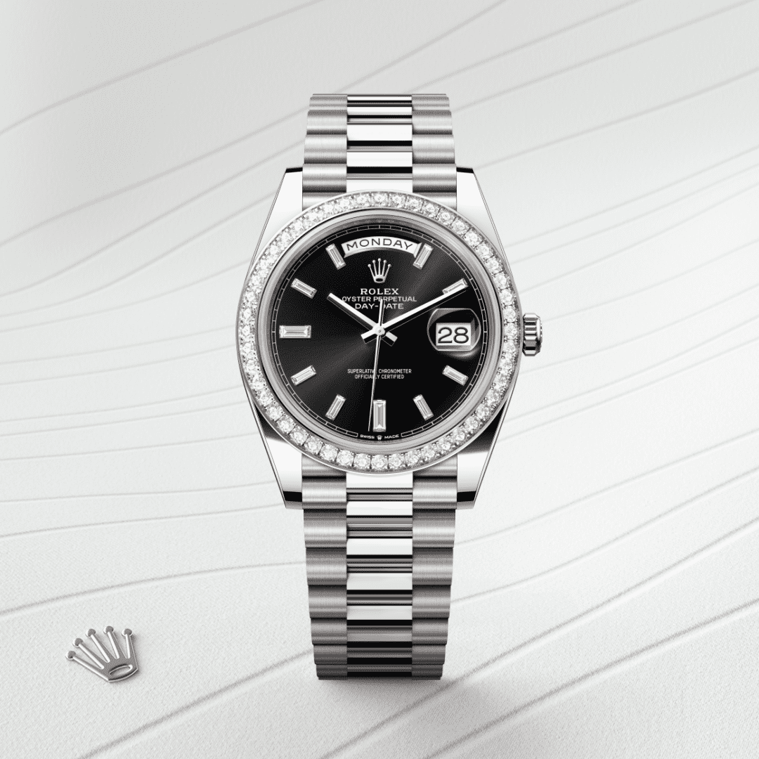 Rolex Day-Date 40 Oyster, 40 mm, beyaz altın ve pırlanta M228349RBR-0003